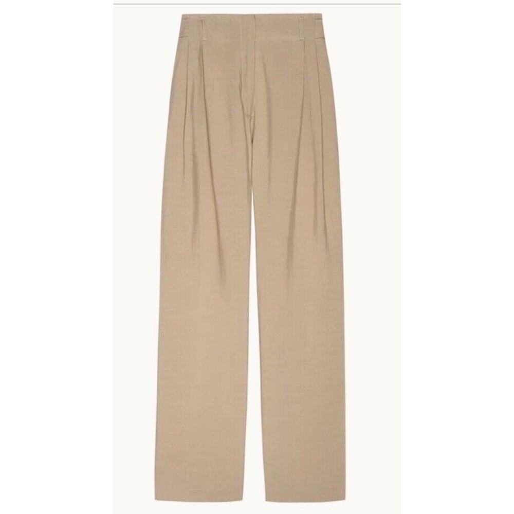 Nation Ltd Del Pants Rayon/Linen Tan Pants, Vintage Cut Wide Leg High Waist Sz M - Picture 2 of 16